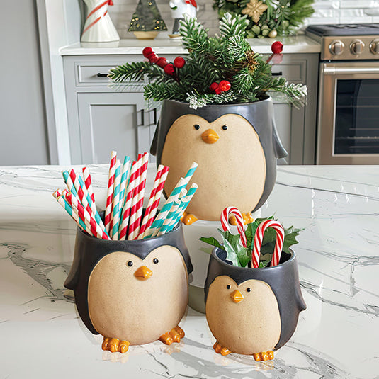 Ceramic Penguin Planters, Set of 3 General KAL