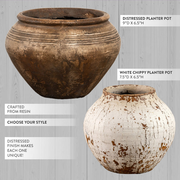 Load image into Gallery viewer, Distressed Farmhouse Planter Pot, Choose Your Style Whats trending RH
