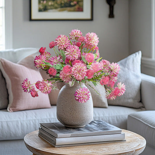 Pink Pom Pom Bush, Set of 4 Stems Collection RH