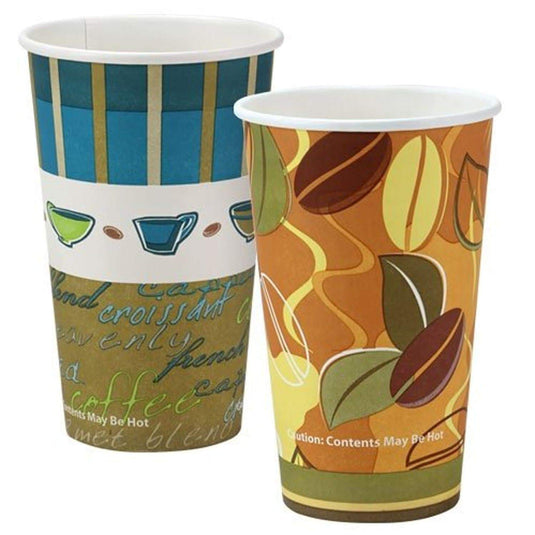 *WHOLESALE* 16 oz. - Disposable - Coffee Bean Pattern - Hot/Cold Cups | 960 ct. Paper Cups VeZee