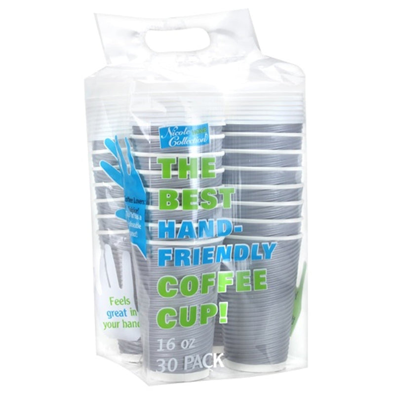 Load image into Gallery viewer, Paper Cup Ripple Hot Cold Silver with lid 16 oz Paper Cups VeZee
