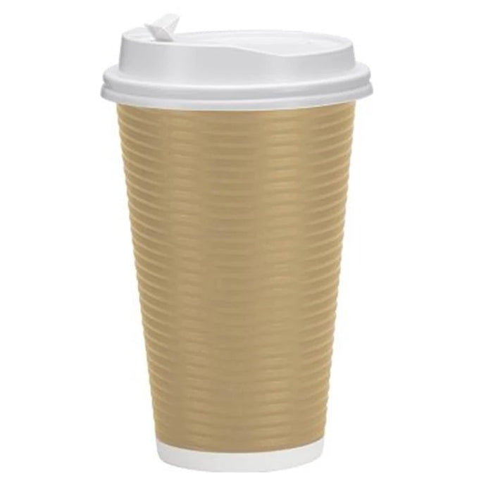 Paper Cup Tan Hot Cold with lid 16 oz Paper Cups VeZee