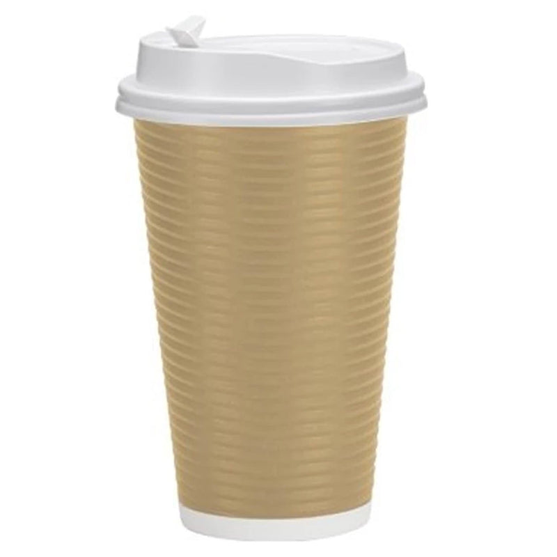 Load image into Gallery viewer, Paper Cup Tan Hot Cold with lid 16 oz Paper Cups VeZee
