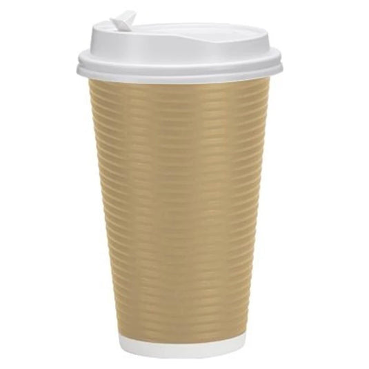 Paper Cup Tan Hot Cold with lid 16 oz Paper Cups VeZee