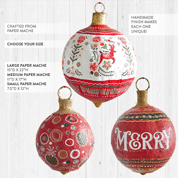 Load image into Gallery viewer, Oversized Paper Mache Christmas Ornament, Choose Your Size General CT
