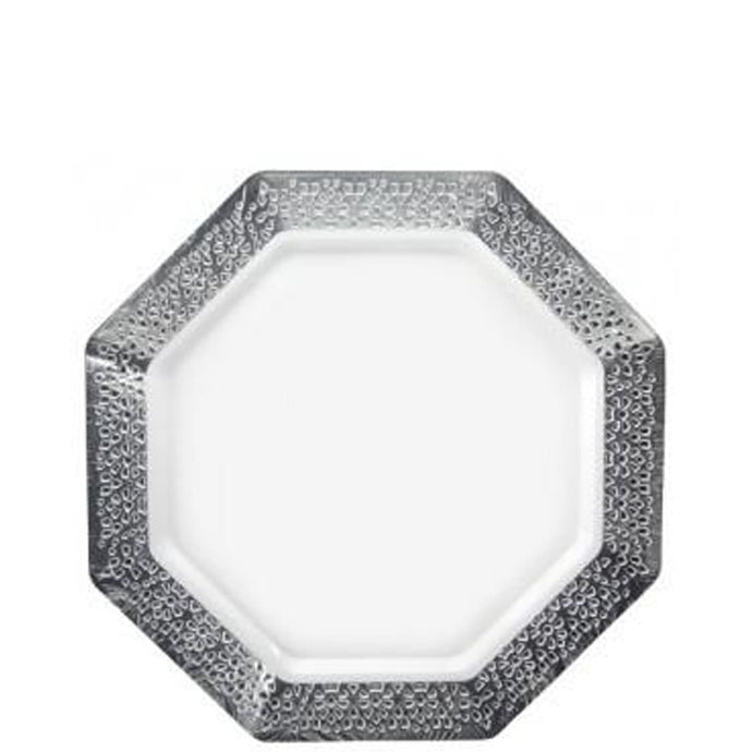 Pearl Silver Rim Lacetagon Plate 7.25