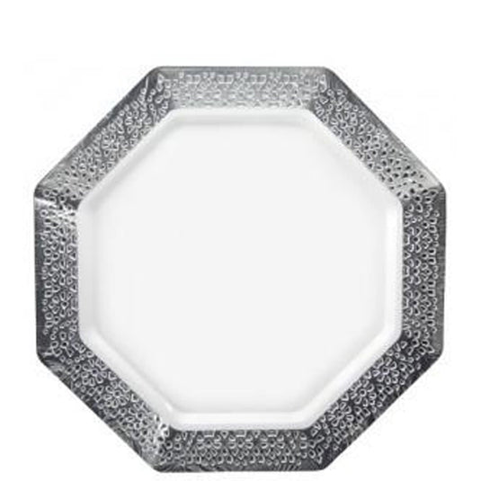 Pearl Silver Rim Lacetagon Plate 9.25