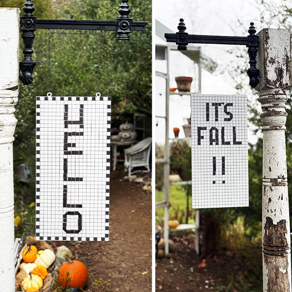 Load image into Gallery viewer, Customizable Black and White Pixel Art Sign With Bracket Option | Our &quot;Everyday&quot; Signs Of The Seasons Edition Sale ABH
