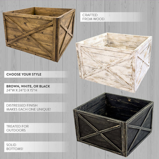 Outdoor Treated Oversized Wooden Square Planter, Choose Your Color Whats trending CIMA