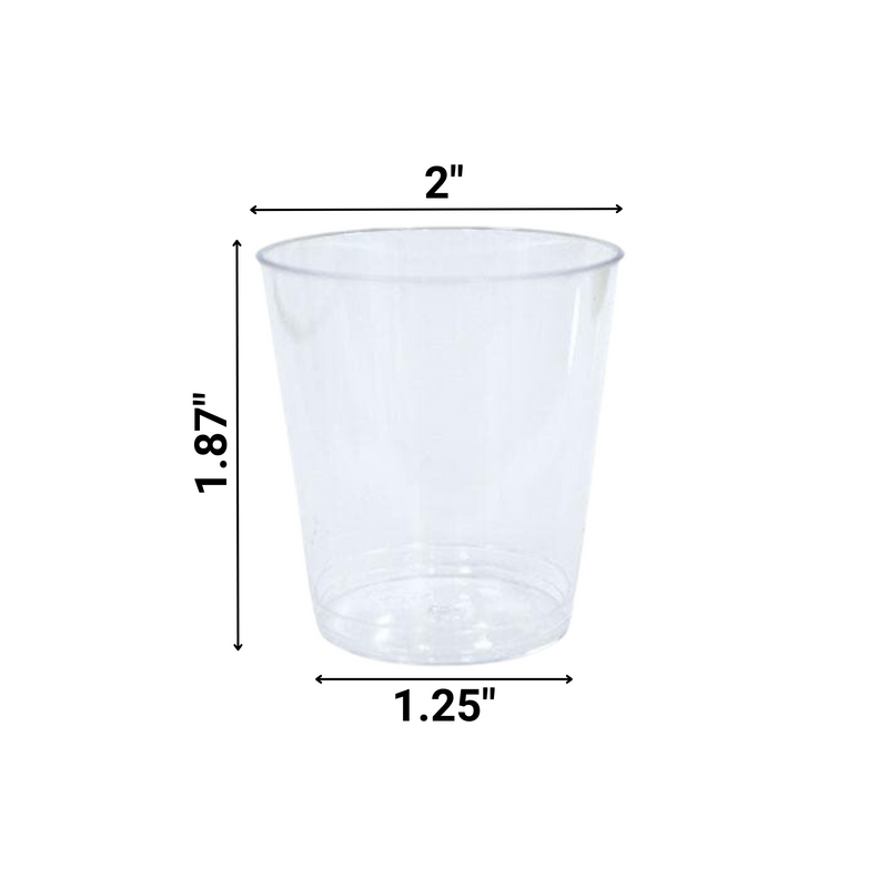 Load image into Gallery viewer, Plastic Shot Cups 2oz. Cups Party Dimensions
