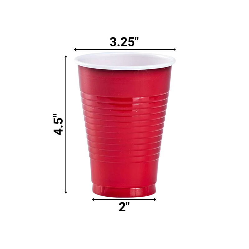 Load image into Gallery viewer, Red Co-Ex Plastic Cup 12 oz Cups Party Dimensions
