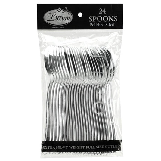 Premium Plastic Spoon Polished Silver Tablesettings Lillian