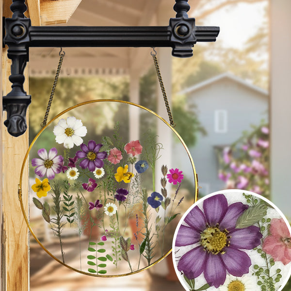 Glass Pressed Natural Flowers Sign | Our 