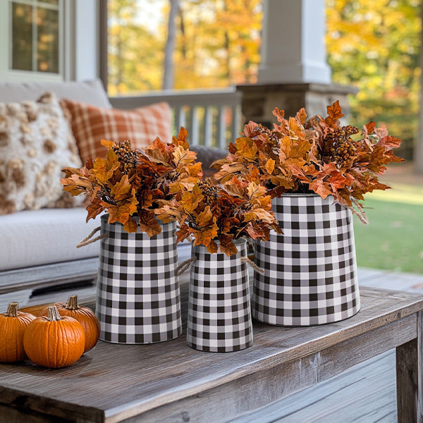 Metal Nesting Buffalo Check Buckets, Set of 3 General TP