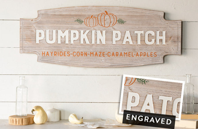 Engraved Wooden Pumpkin Patch Sign General VIP