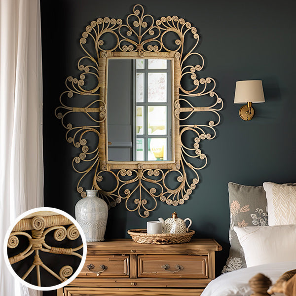 Ornate Rattan Framed Mirror Whats trending KAL