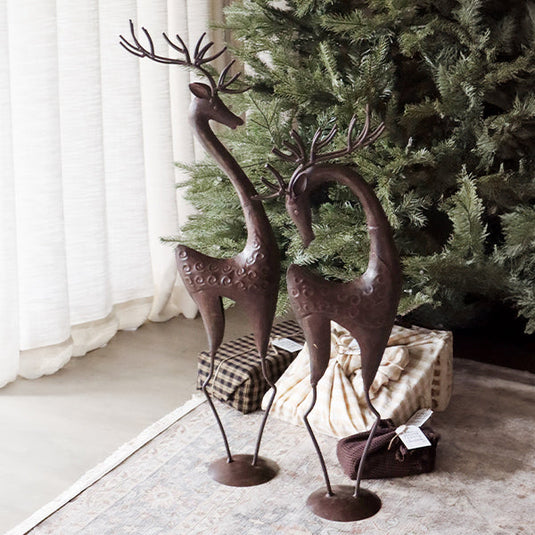 Large Distressed Rustic Metal Reindeer, Set of Two General KAL