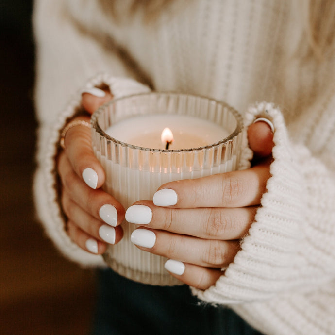 Pumpkin Spice Fluted Soy Candle - Ribbed Glass Jar - 12 oz Collective Sweet Water Decor