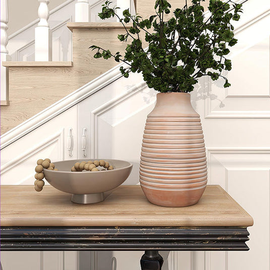 Distressed Ribbed Terracotta Vase Whats trending UMA