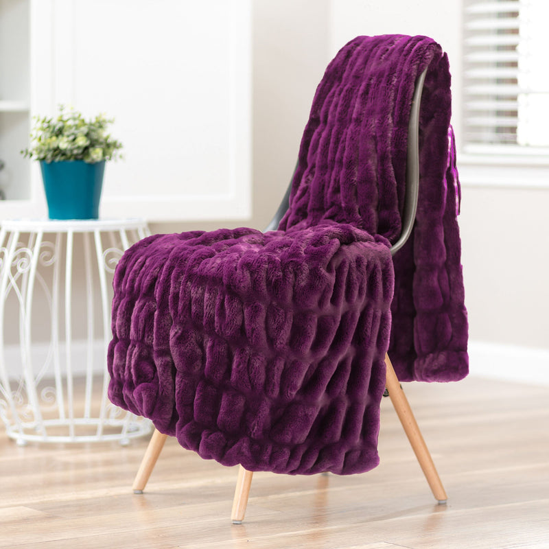 Load image into Gallery viewer, Ruched Faux Fur Throw Blanket Collective Chanasya
