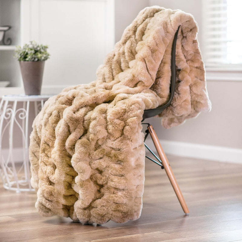 Load image into Gallery viewer, Ruched Faux Fur Throw Blanket Collective Chanasya
