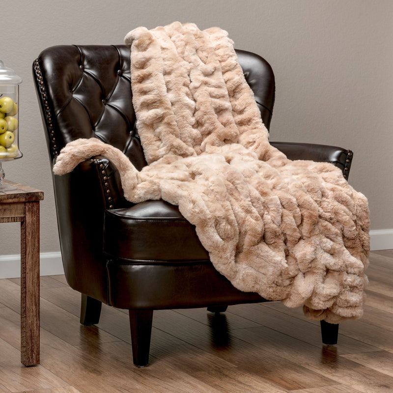 Load image into Gallery viewer, Ruched Faux Fur Throw Blanket Collective Chanasya
