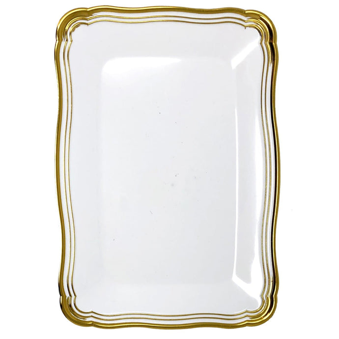 Aristocrat Collection Rectangle Serving Trays White & Gold 13” x 9” Serverware Decorline