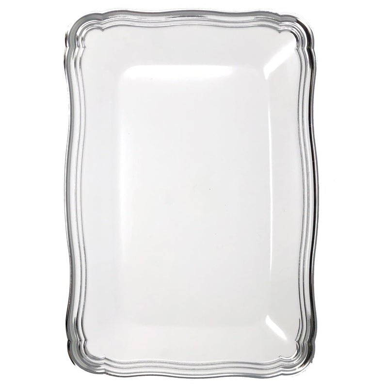 Load image into Gallery viewer, Aristocrat Collection Rectangle Serving Trays White &amp; Silver 13” x 9” Serverware Decorline
