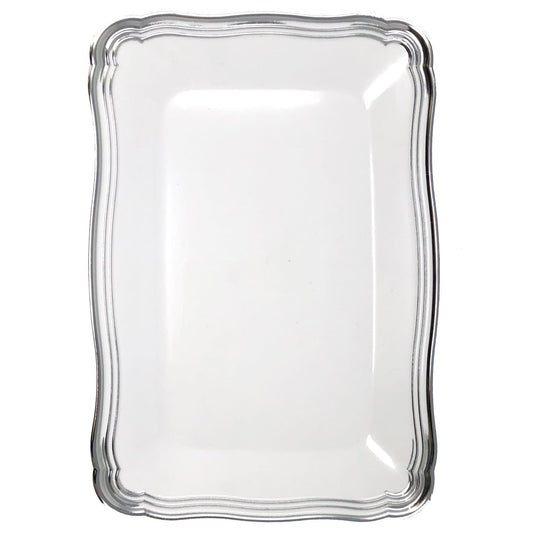 Aristocrat Collection Rectangle Serving Trays White & Silver 13” x 9” Serverware Decorline