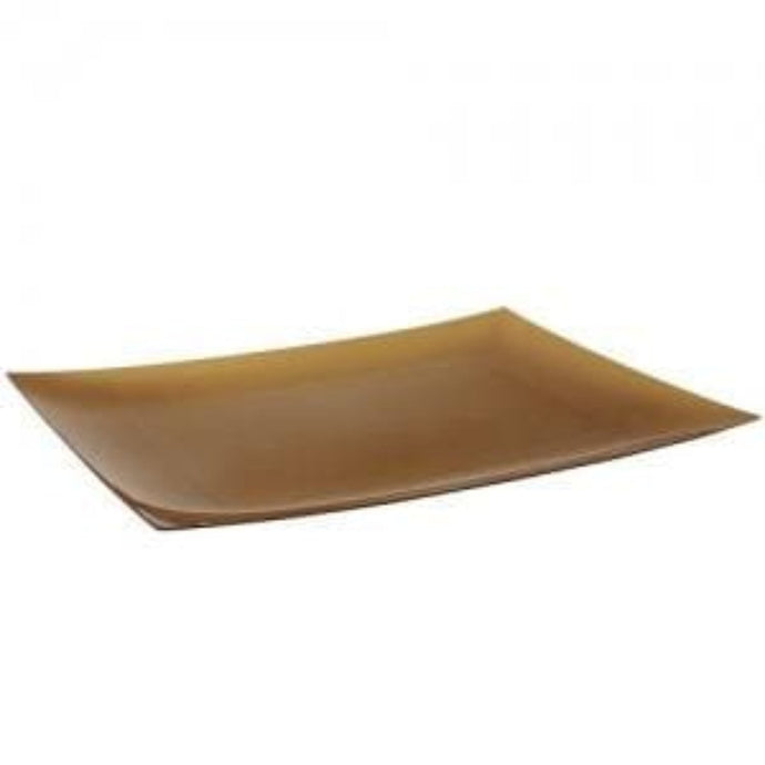 Rectangular Gold Plastic Entree Plates 11.75