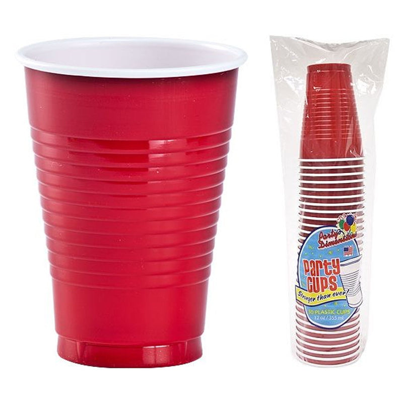 Load image into Gallery viewer, Red Co-Ex Plastic Cup 12 oz Cups Party Dimensions
