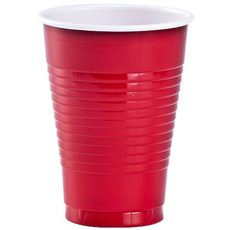 Load image into Gallery viewer, Red Co-Ex Plastic Cup 12 oz Cups Party Dimensions
