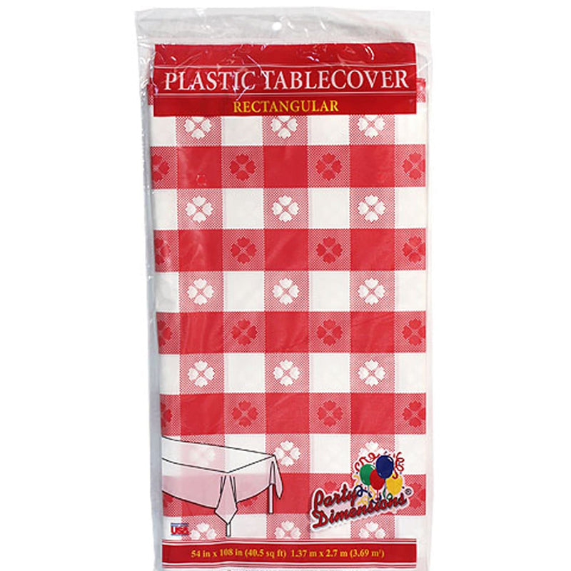 Load image into Gallery viewer, Tablecover Plastic Red Gingham Rectangular 54&#39;&#39; X 108&#39;&#39; Table Cover Party Dimensions
