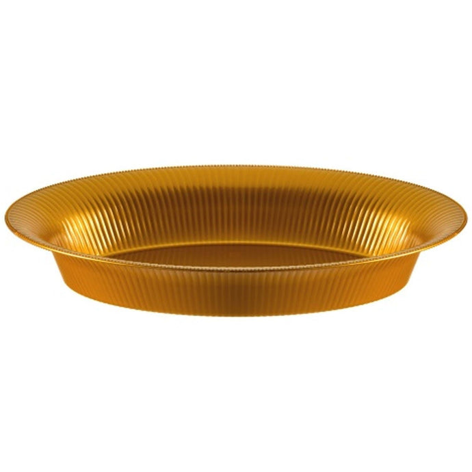 Ridged Gold Oval Plastic Bowl 11'' x 16'' Serverware Hanna K Signature