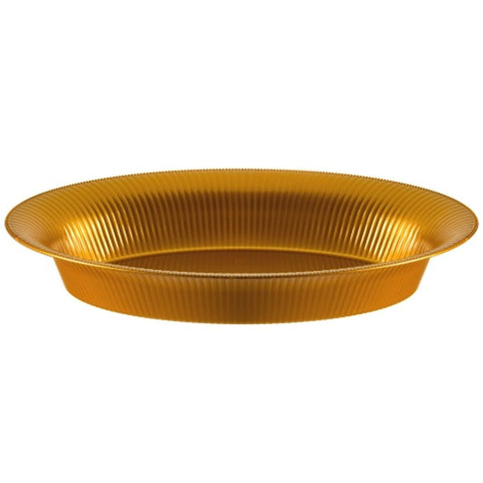 Ridged Gold Oval Plastic Bowl 11'' x 16'' Serverware Hanna K Signature