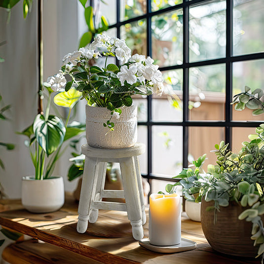 Distressed White Finish Wood Riser Stool Whats trending CIMA