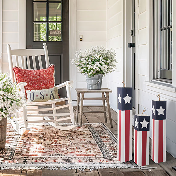 Patriotic Stars and Stripes Rocket Wood Decor, Set of 3 General TP