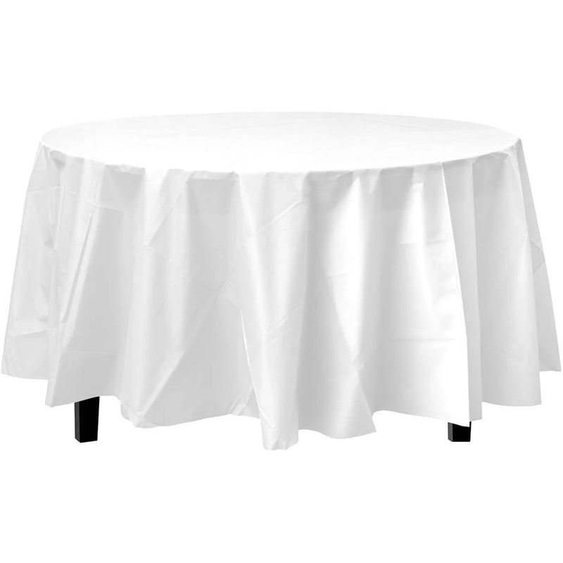 Load image into Gallery viewer, *WHOLESALE* TableCloth Plastic Disposable Round Clear 84&#39;&#39;:36CT Table Cover Party Dimensions
