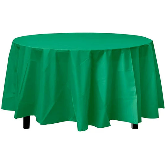 *WHOLESALE* TableCloth Plastic Disposable Round Green 84'':36CT Table Cover Party Dimensions