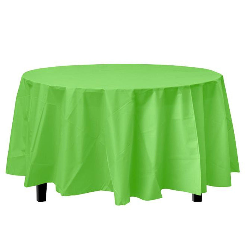 Load image into Gallery viewer, *WHOLESALE* TableCloth Plastic Disposable Round Lime Green 84&#39;&#39;:36CT Table Cover Party Dimensions
