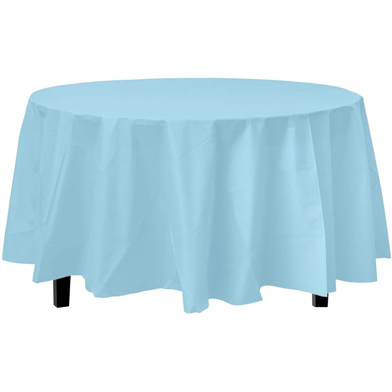 Load image into Gallery viewer, *WHOLESALE* TableCloth Plastic Disposable Round Light Blue 84&#39;&#39;:36CT Table Cover Party Dimensions
