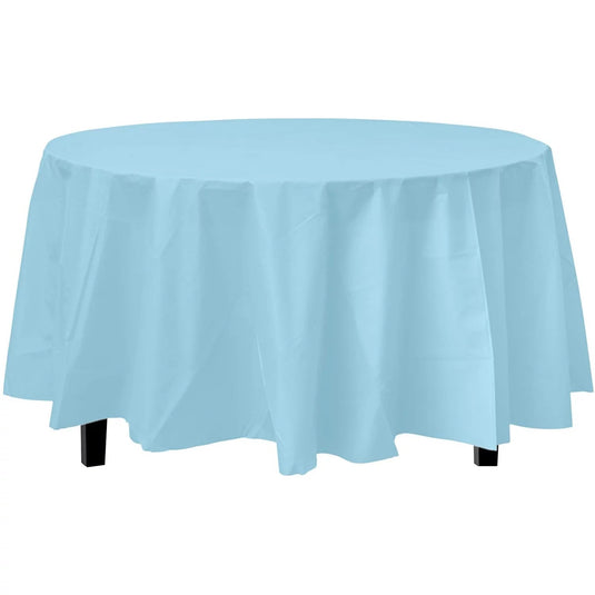 *WHOLESALE* TableCloth Plastic Disposable Round Light Blue 84'':36CT Table Cover Party Dimensions