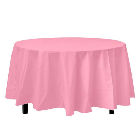 *WHOLESALE* TableCloth Plastic Disposable Round Pink 84'':36CT Table Cover Party Dimensions