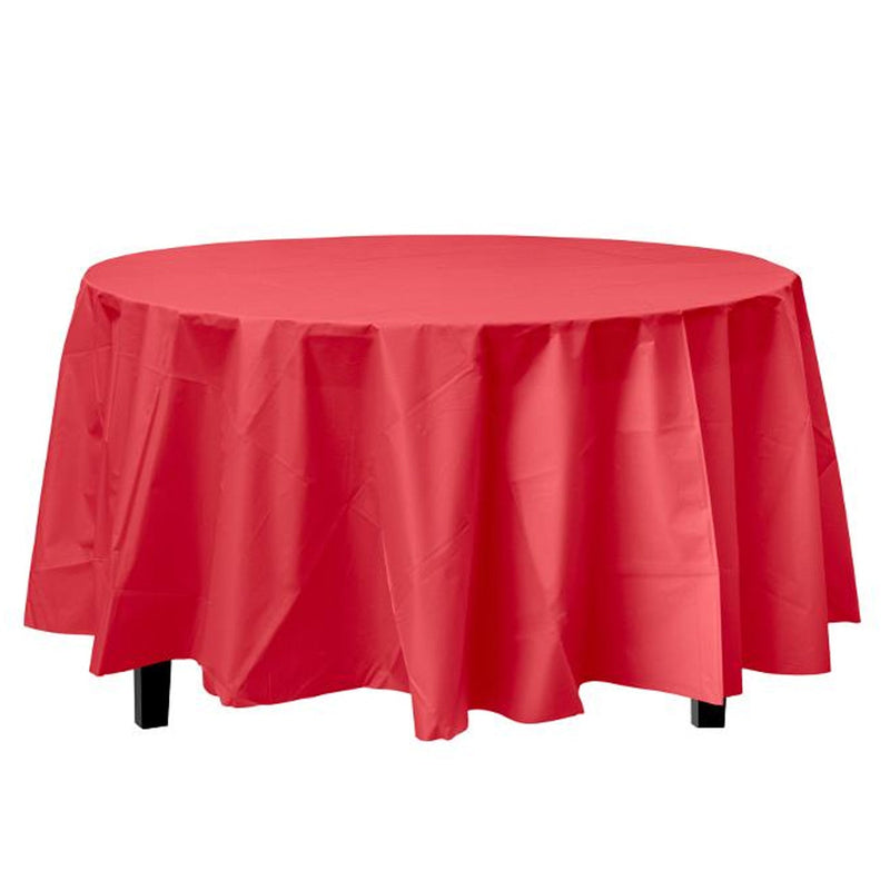 Load image into Gallery viewer, *WHOLESALE* TableCloth Plastic Disposable Round Red 84&#39;&#39;:36CT Table Cover Party Dimensions
