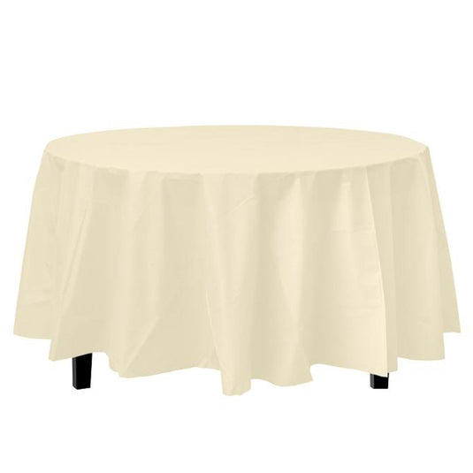 *WHOLESALE* TableCloth Plastic Disposable Round Ivory 84'':36CT Tablesettings Party Dimensions