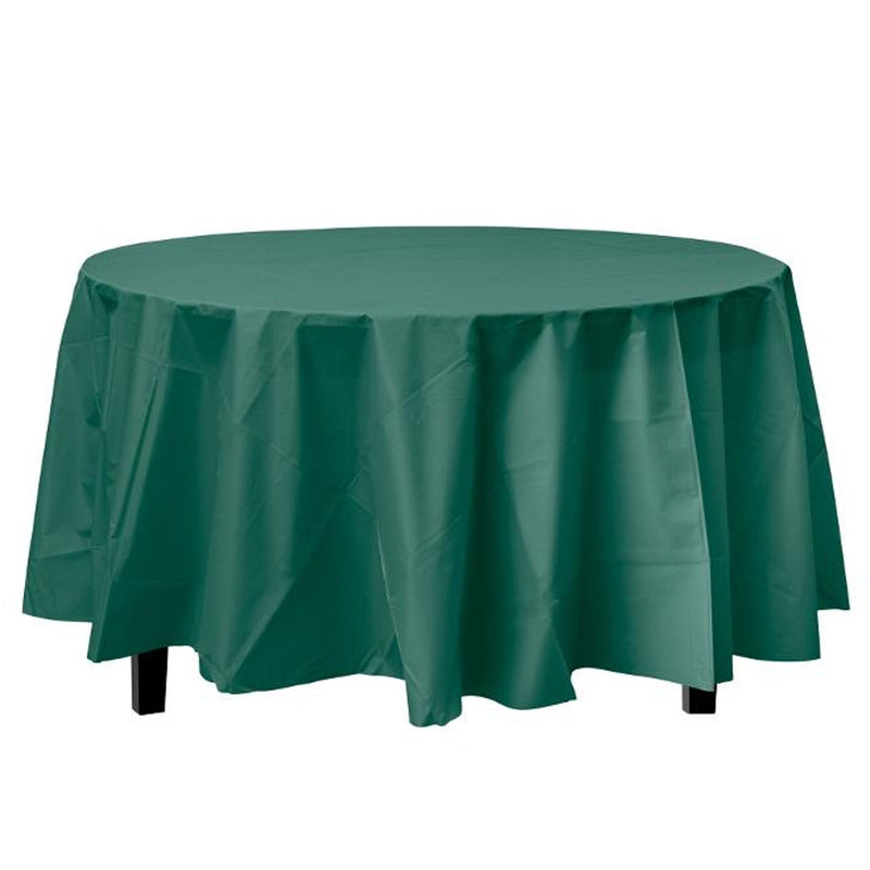 Load image into Gallery viewer, *WHOLESALE* TableCloth Plastic Disposable Round Hunter Green 84&#39;&#39;:36CT Table Cover Party Dimensions
