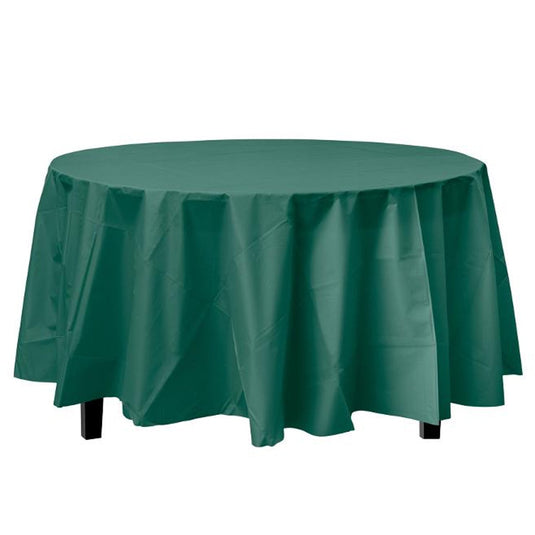 *WHOLESALE* TableCloth Plastic Disposable Round Hunter Green 84'':36CT Table Cover Party Dimensions