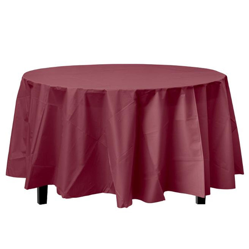 Load image into Gallery viewer, TableCloth Plastic Disposable Round Berry 84&#39;&#39; Tablesettings Party Dimensions
