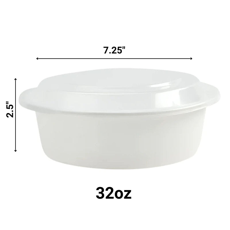 Load image into Gallery viewer, 32oz Extra Strong Quality White round Disposable Meal Prep/ Bento Box Container Food Storage &amp; Serving VeZee
