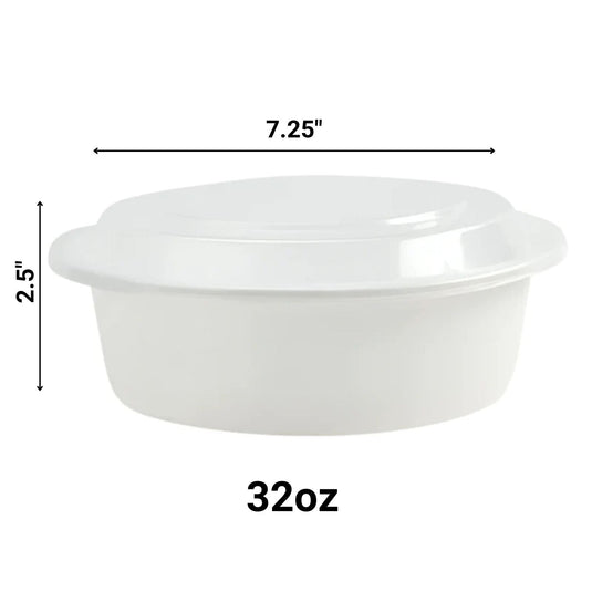 32oz Extra Strong Quality White round Disposable Meal Prep/ Bento Box Container Food Storage & Serving VeZee